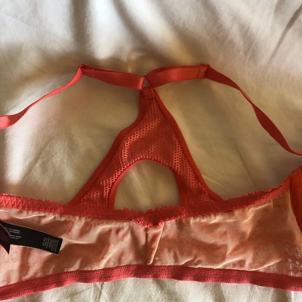 Victoria’s Secret Very Sexy Push Up Racerback Bra 32DDD Coral lace NWT - Picture 7 of 8